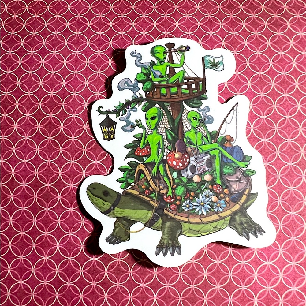 Sacred Turtle Alien ET EBE Traveler Star Person Space People Single Sticker